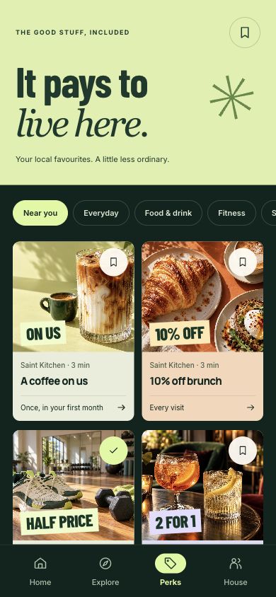 A preview of local member benefits in the Co-liv app